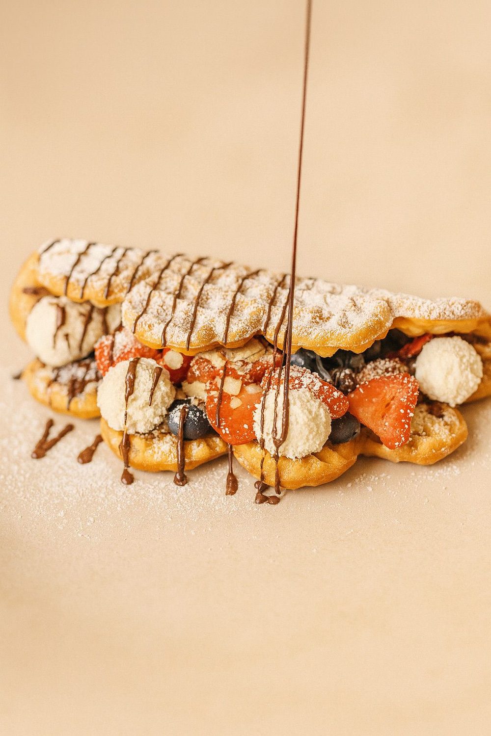 Herz Waffel mit Toppings